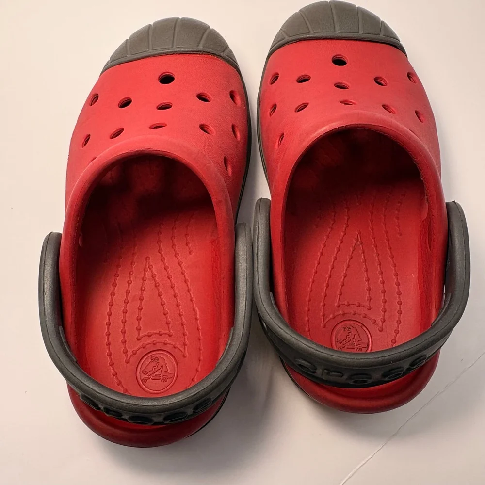 Baby Crocs Water Shoes Red Gray‎ C8